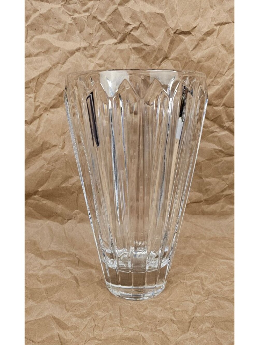 Bohemia Lead Crystal Vase 8" Tall Clear Cut Glass Fluted Design Elegant Home Déc